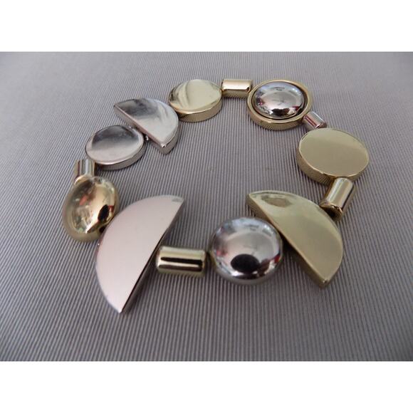 Gold and silver tone geometric stretch bracelet - Picture 2 of 6